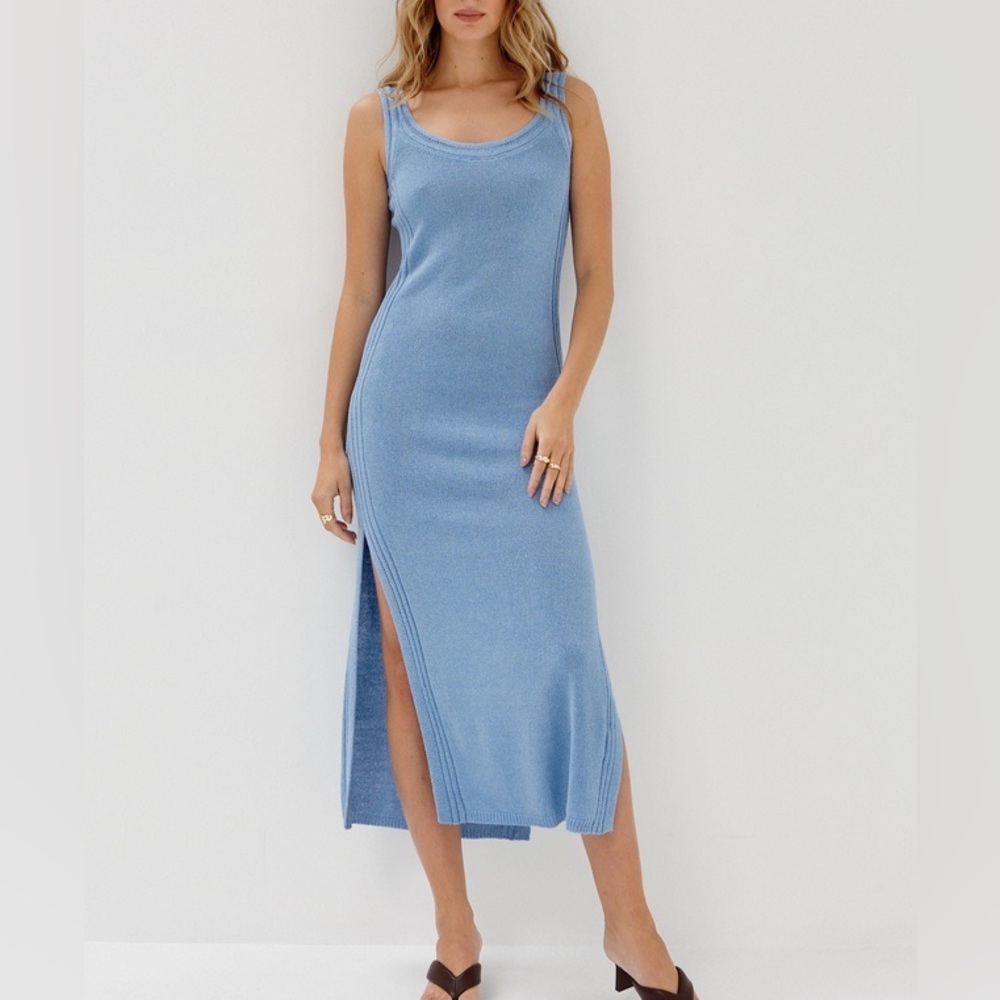 Sovere Studio CAUGHT KNIT DRESS (azure) in blue. Brand new ever worn.